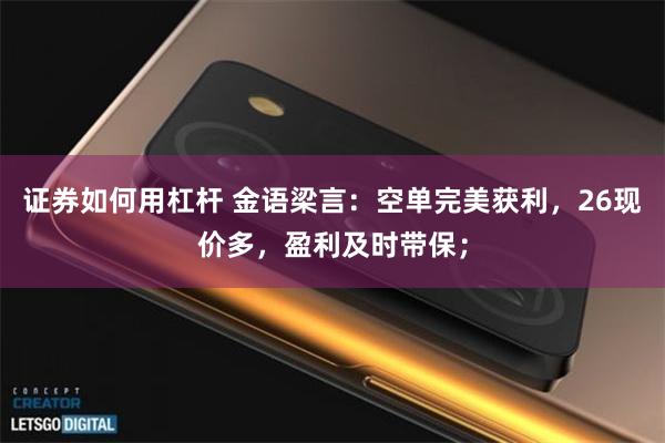 证券如何用杠杆 金语梁言：空单完美获利，26现价多，盈利及时带保；