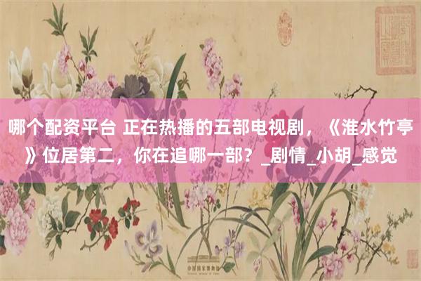 哪个配资平台 正在热播的五部电视剧，《淮水竹亭》位居第二，你在追哪一部？_剧情_小胡_感觉