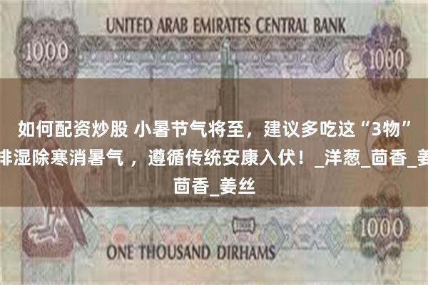 如何配资炒股 小暑节气将至，建议多吃这“3物”，排湿除寒消暑气 ，遵循传统安康入伏！_洋葱_茴香_姜丝