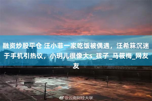 融资炒股平仓 汪小菲一家吃饭被偶遇，汪希箖沉迷于手机引热议，小玥儿很像大s_孩子_马筱梅_网友