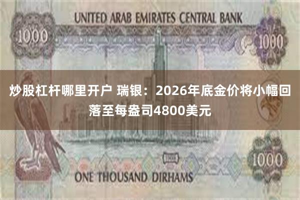 炒股杠杆哪里开户 瑞银：2026年底金价将小幅回落至每盎司4800美元